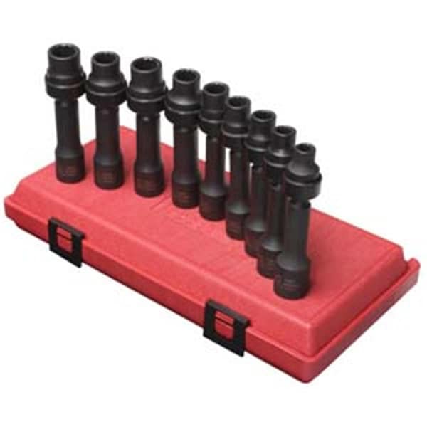 Gourmetgalley 9 Pieces 1/2 and quot; Drive Metric 12 Point Drive line Impact Socket Set, PK9 GO67484 - main
